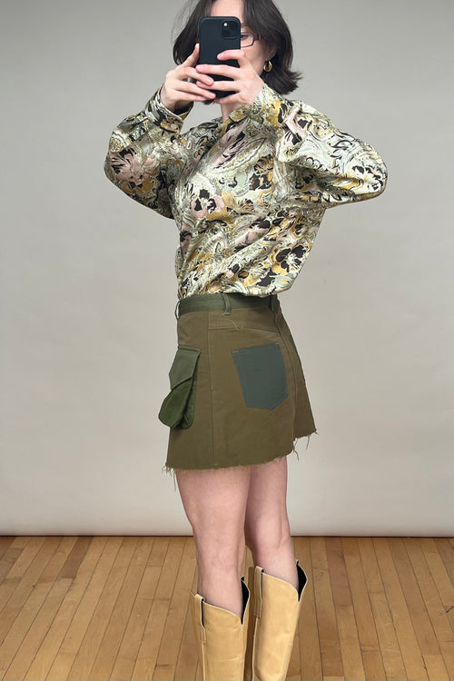 Remade Green Cargo Mini Skirt