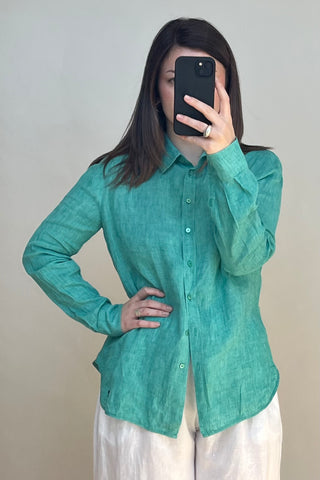 Weekend Teal Embroidered Logo Shirt