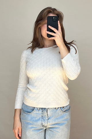 White Cableknit Sweater