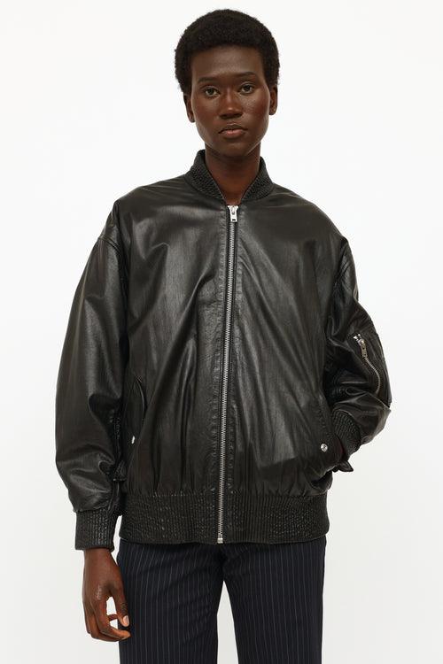 Iro Black Leather Bomber Jacket
