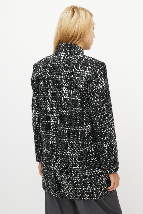 Iro Black & White Wool Tweed Coat