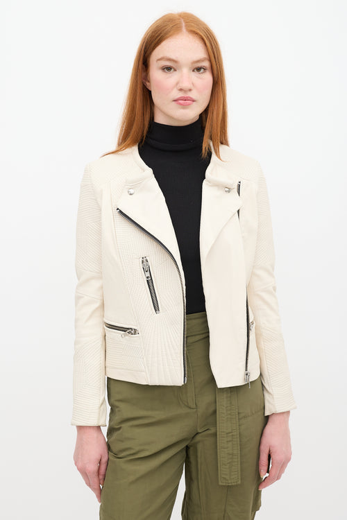 Iro Cream Leather Moto Jacket