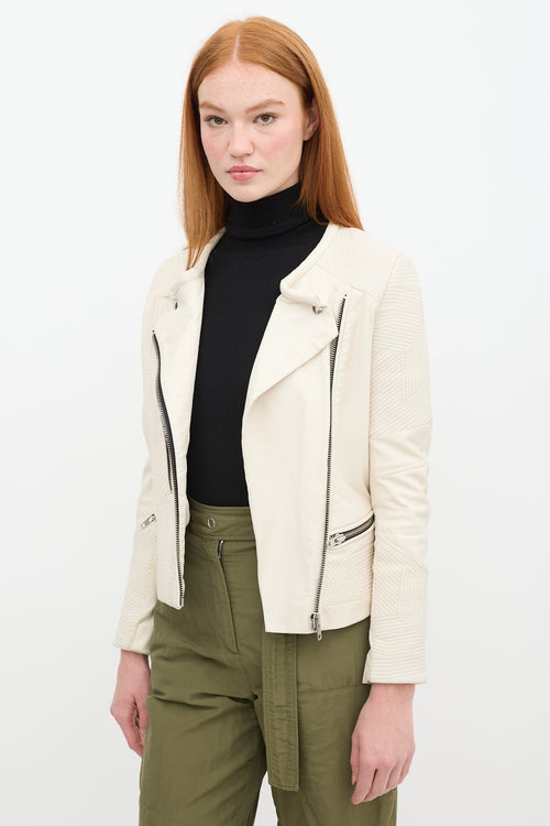 Iro Cream Leather Moto Jacket