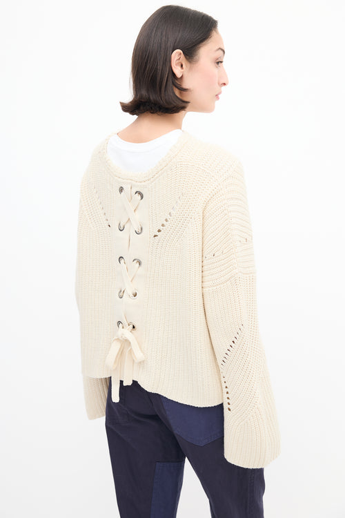 Isabel Marant Cream Knit Back Lace Up Sweater