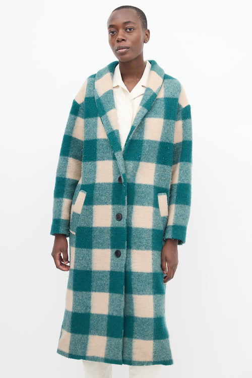 Isabel Marant Étoile Green & Beige Wool Klelayo Check Coat