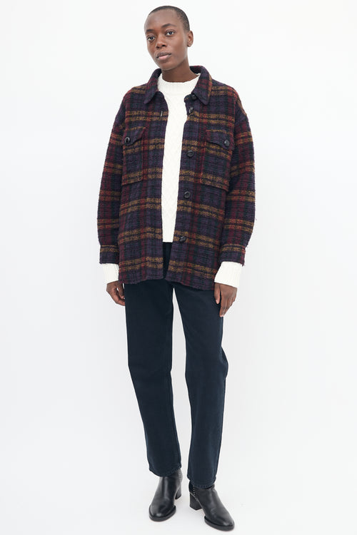 Isabel Marant Étoile Purple & Multi Wool Check Harveli Jacket