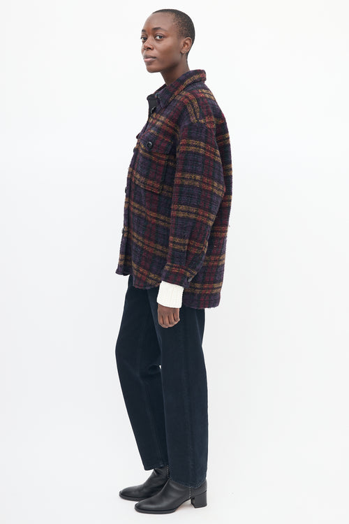 Isabel Marant Étoile Purple & Multi Wool Check Harveli Jacket