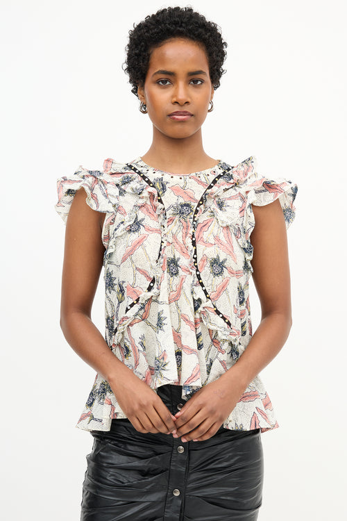 Isabel Marant Unice Floral Ruffle Blouse