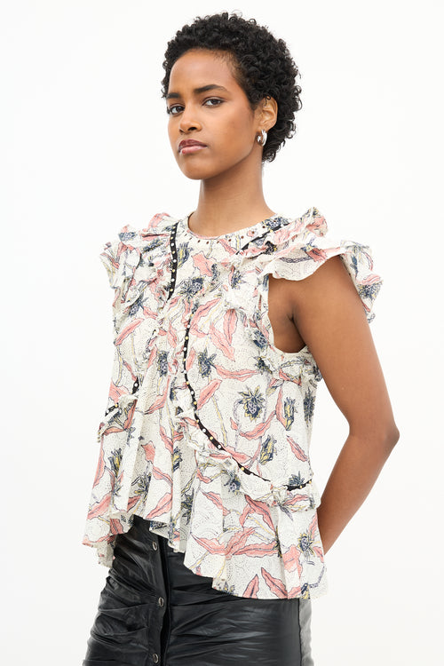 Isabel Marant Unice Floral Ruffle Blouse