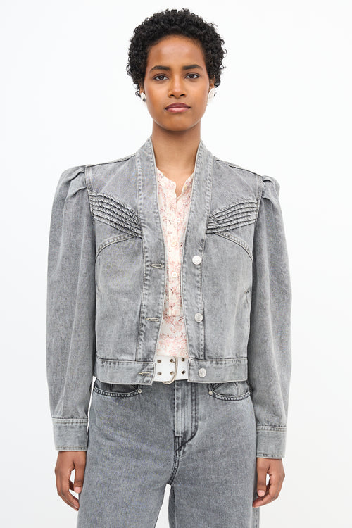 Isabel Marant Étoile Denim Hacene Puff Sleeve Jacket