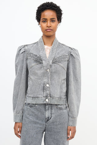 Isabel Marant Étoile Denim Hacene Puff Sleeve Jacket