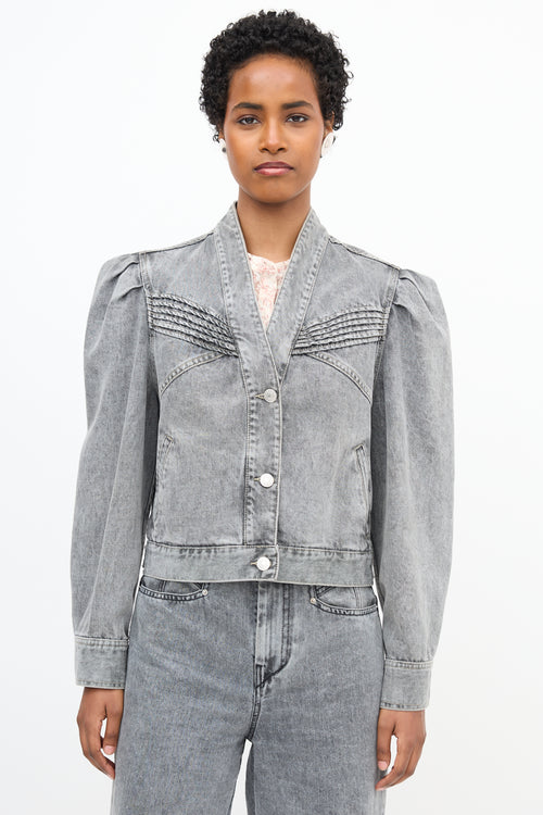 Isabel Marant Étoile Denim Hacene Puff Sleeve Jacket