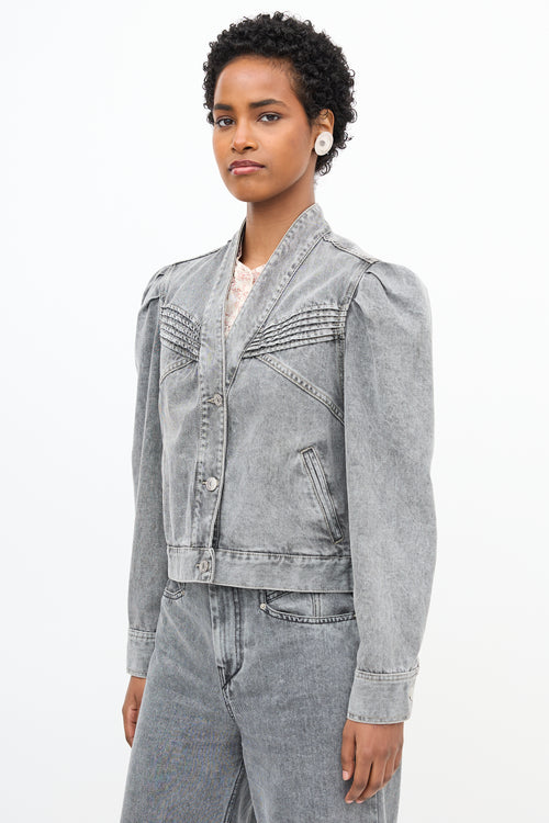 Isabel Marant Étoile Denim Hacene Puff Sleeve Jacket