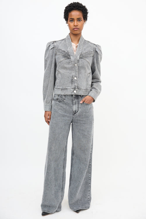 Isabel Marant Étoile Denim Hacene Puff Sleeve Jacket