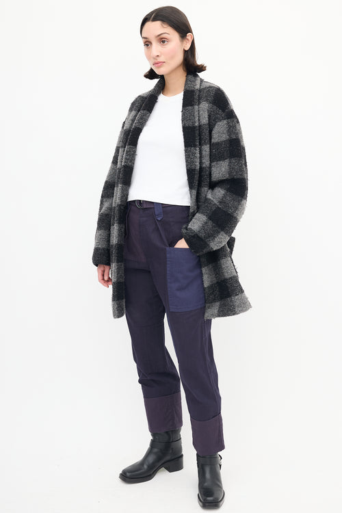 Isabel Marant Étoile Black & Grey Checkered Wool Coat