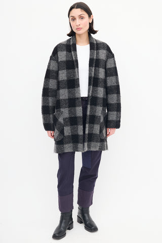 Isabel Marant Étoile Black & Grey Checkered Wool Coat