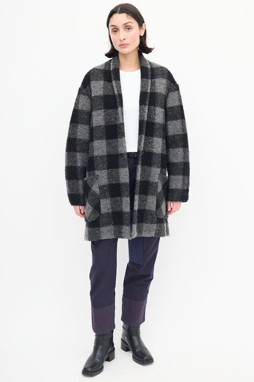 Isabel Marant Étoile Black & Grey Checkered Wool Coat