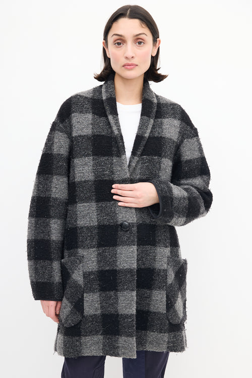 Isabel Marant Étoile Black & Grey Checkered Wool Coat