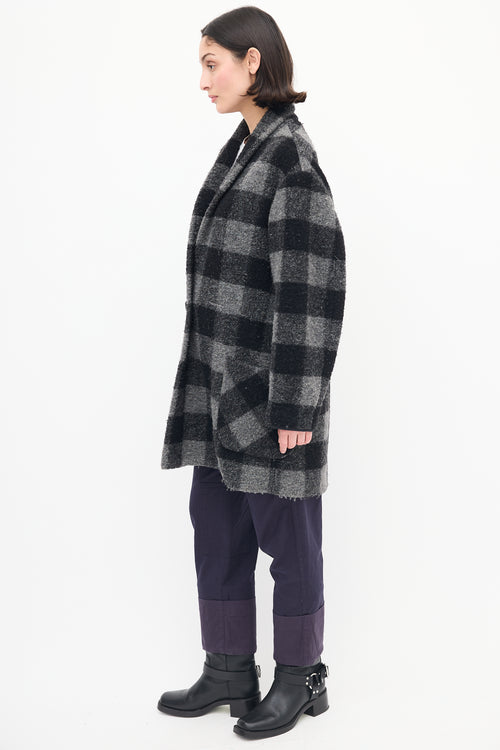 Isabel Marant Étoile Black & Grey Checkered Wool Coat