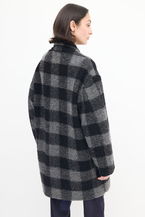 Isabel Marant Étoile Black & Grey Checkered Wool Coat