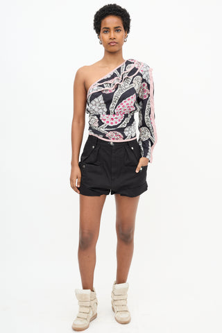 Isabel Marant Joren Floral One Shoulder Blouse