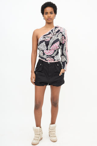 Isabel Marant Joren Floral One Shoulder Blouse