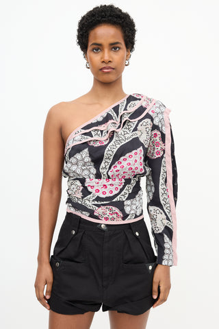 Isabel Marant Joren Floral One Shoulder Blouse