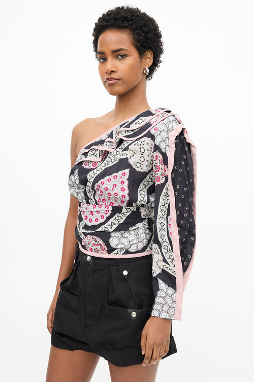Isabel Marant Joren Floral One Shoulder Blouse