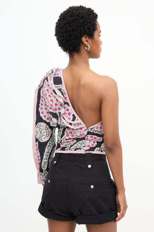 Isabel Marant Joren Floral One Shoulder Blouse