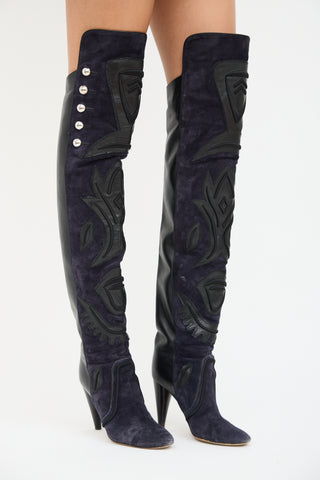 Isabel Marant Navy Suede & Black Leather Becky Boot