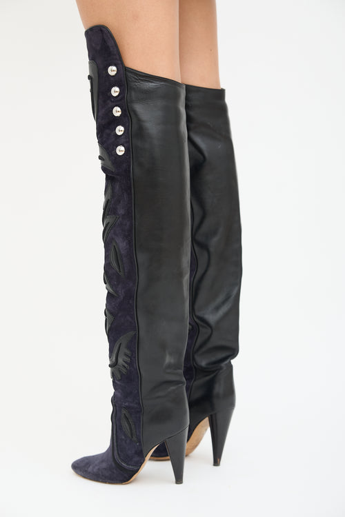 Isabel Marant Navy Suede & Black Leather Becky Boot