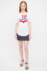 Isabel Marant Étoile White & Multi Linen Logo T-Shirt