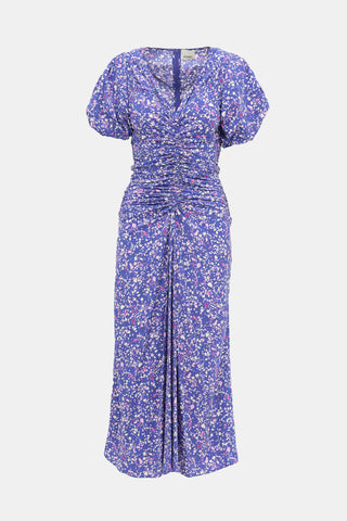 Isabel Marant Silk Printed Ruched Lilia Dress