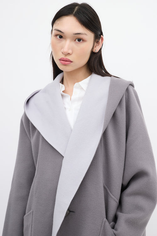 Issey Miyake Grey & Light Blue Wool Reversible Coat