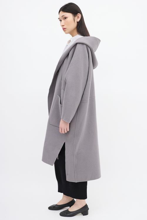 Issey Miyake Grey & Light Blue Wool Reversible Coat