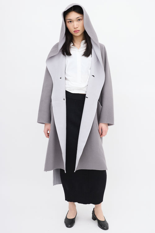 Issey Miyake Grey & Light Blue Wool Reversible Coat