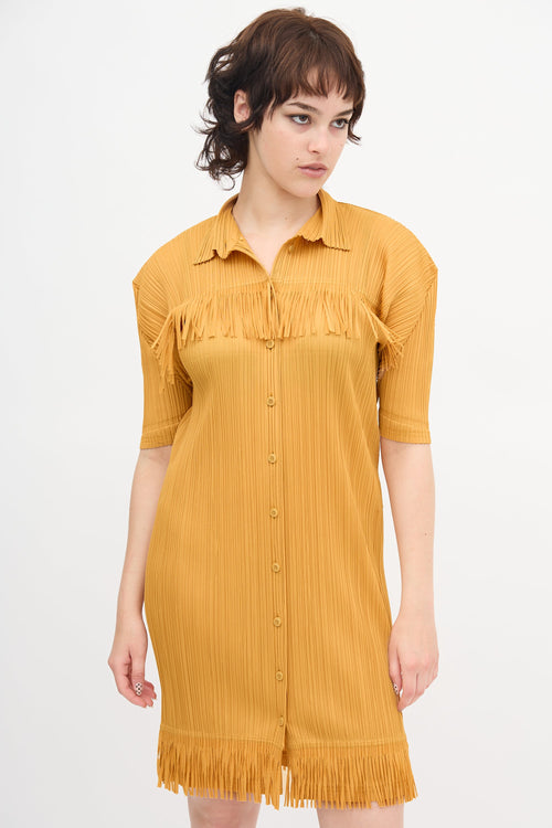 Pleats Please Issey Miyake Pleated Fringe Dress