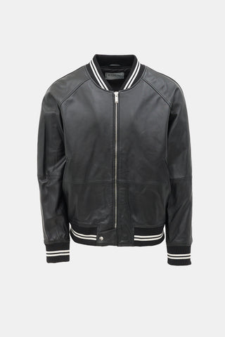 Iceberg Leather Logo Bomber Jacket