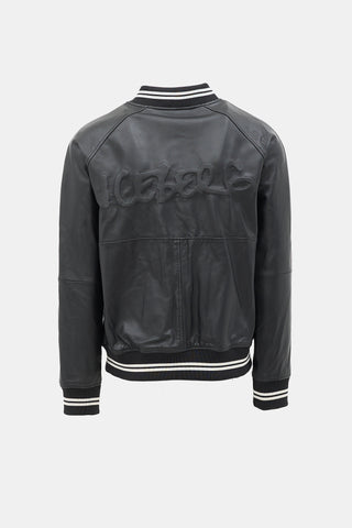 Iceberg Leather Logo Bomber Jacket