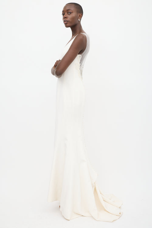 Ines Di Santo White Beaded Lace Gown