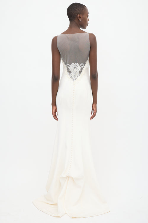 Ines Di Santo White Beaded Lace Gown