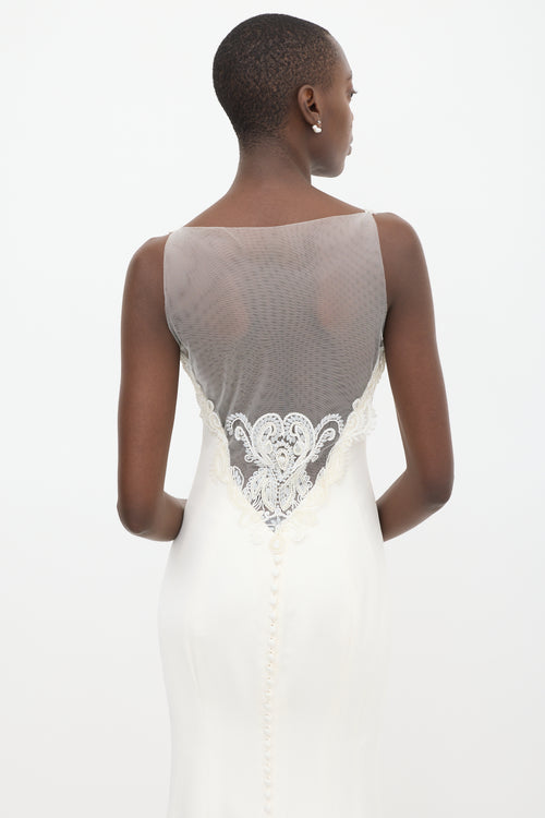 Ines Di Santo White Beaded Lace Gown