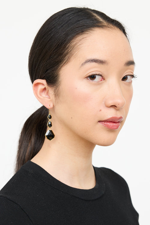 Ippolita 18K Gold & Tiered Onyx Earrings