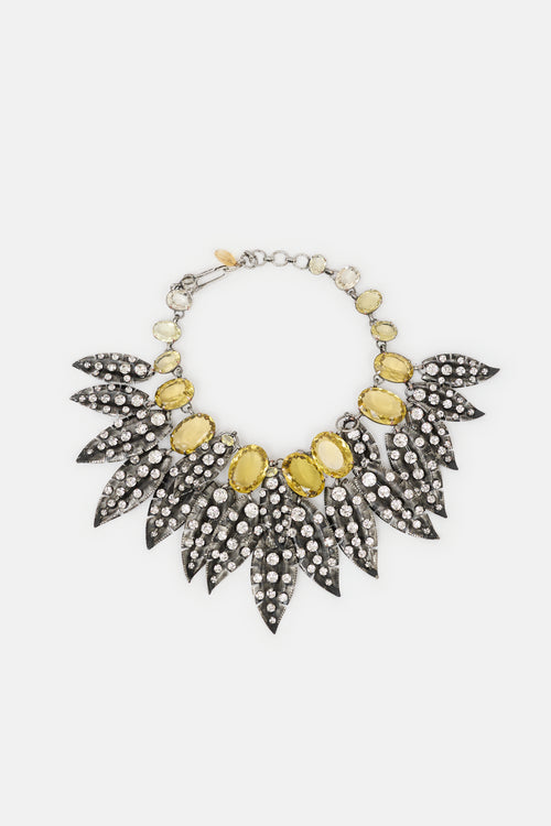Iradj Moini Citrine & Swarovski Crystal Leaf Choker