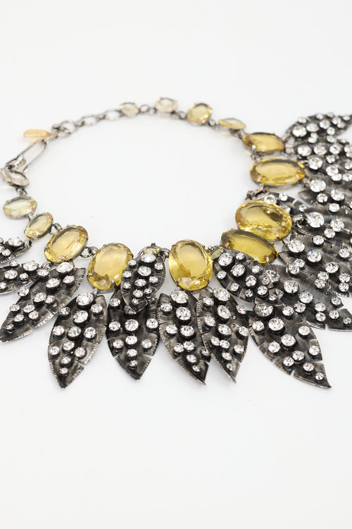 Iradj Moini Citrine & Swarovski Crystal Leaf Choker