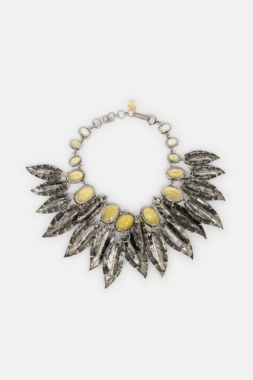 Iradj Moini Citrine & Swarovski Crystal Leaf Choker