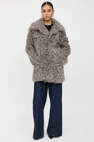 Iris & Ink Collared Reversible Shearling Coat
