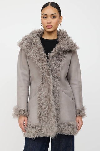 Iris & Ink Collared Reversible Shearling Coat