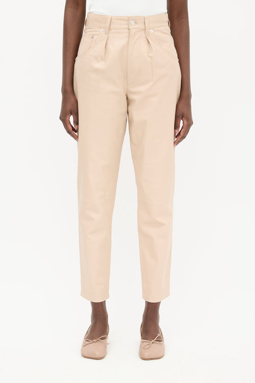 Iro Beige Leather Tapered Trouser