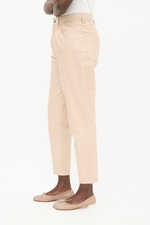 Iro Beige Leather Tapered Trouser